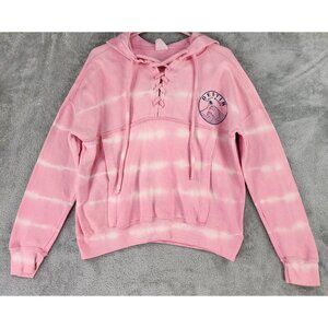 Dreamsicle Hoodie Womens Small Pink White Tie Dye Front Lace Destin Salty Waves